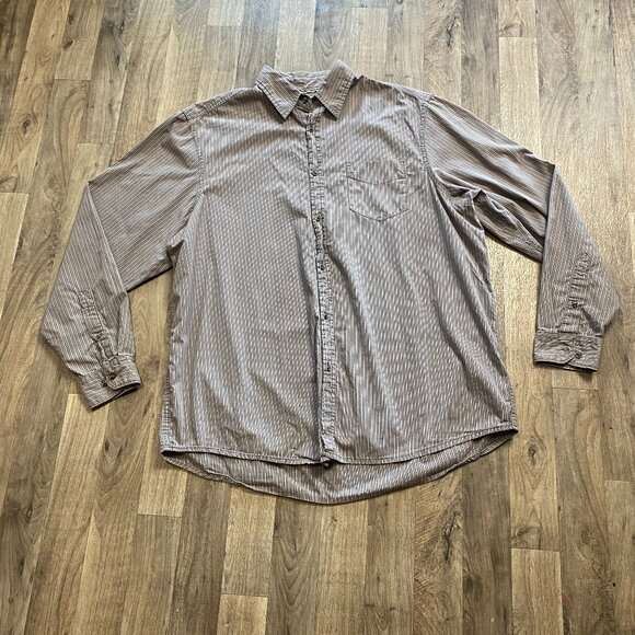 Wrangler Gray Pinstripe Button Down Shirt Long Sleeve Size XL Vintage Wash - Picture 1 of 6
